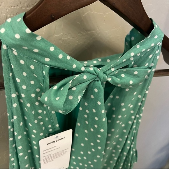 PRETTYGARDEN Halter Neck Sleeveless Maxi Dress tiered Sundress, polka dot, sz S - Picture 9 of 16